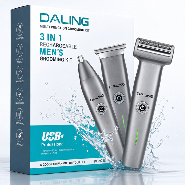 DALING DL-9218 3-in-1 Men's Grooming Kit – Rechargeable Hair Clipper, Shaver & Beard Trimmer
